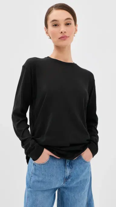 Tibi Sheer Crepe Knit Tee Black | Thumbnail 3 Tibi Sheer Crepe Knit Tee Black | Thumbnail 3