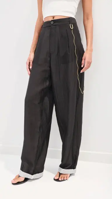 DARKPARK Phebe Chain Adorned Double Sided Wide-Leg Pants Black 44 | Thumbnail 2 DARKPARK Phebe Chain Adorned Double Sided Wide-Leg Pants Black 44 | Thumbnail 2