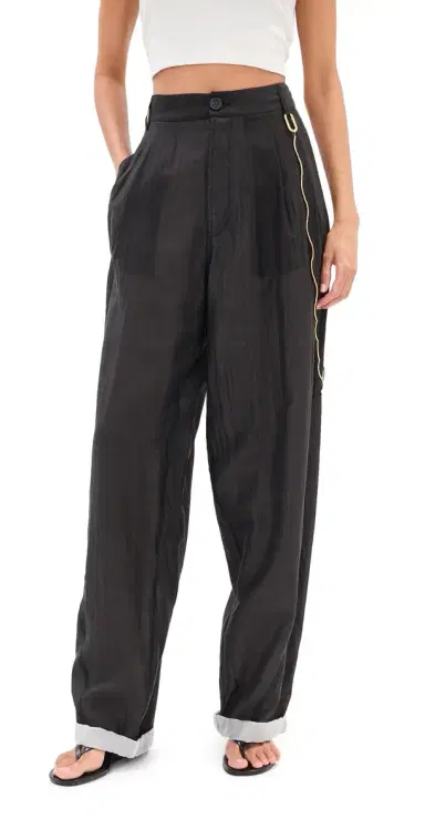 DARKPARK Phebe Chain Adorned Double Sided Wide-Leg Pants Black 44 | Thumbnail 1 DARKPARK Phebe Chain Adorned Double Sided Wide-Leg Pants Black 44 | Thumbnail 1