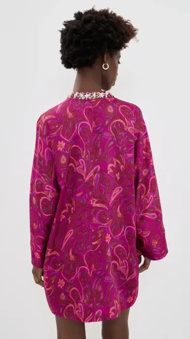 Cinq à Sept Paisley Bloom Collarless Arcia Caftan Purple Garnet ulti | Thumbnail 3 Cinq à Sept Paisley Bloom Collarless Arcia Caftan Purple Garnet ulti | Thumbnail 3