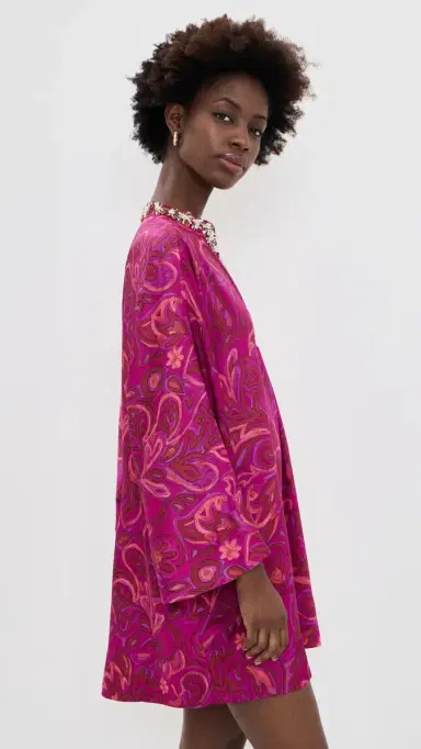 Cinq à Sept Paisley Bloom Collarless Arcia Caftan Purple Garnet ulti | Thumbnail 4 Cinq à Sept Paisley Bloom Collarless Arcia Caftan Purple Garnet ulti | Thumbnail 4