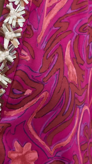Cinq à Sept Paisley Bloom Collarless Arcia Caftan Purple Garnet ulti | Thumbnail 6 Cinq à Sept Paisley Bloom Collarless Arcia Caftan Purple Garnet ulti | Thumbnail 6