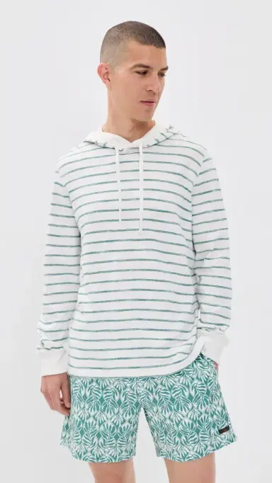 Faherty Sunwashed Slub Hoodie White Biscayne Stripe | Thumbnail 2 Faherty Sunwashed Slub Hoodie White Biscayne Stripe | Thumbnail 2