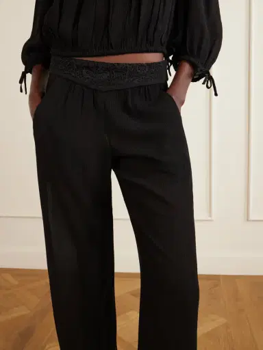 Isabel Marant Guylene Lace-trimmed Silk-crepe Straight-leg Pants | Thumbnail 4 Isabel Marant Guylene Lace-trimmed Silk-crepe Straight-leg Pants | Thumbnail 4