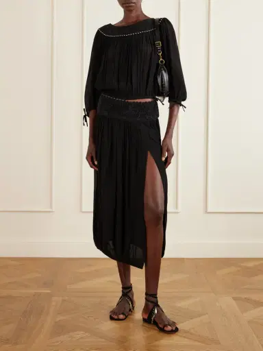 Isabel Marant Nelida Lace-trimmed Silk-gauze Blouse | Thumbnail 2 Isabel Marant Nelida Lace-trimmed Silk-gauze Blouse | Thumbnail 2