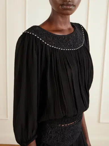 Isabel Marant Nelida Lace-trimmed Silk-gauze Blouse | Thumbnail 4 Isabel Marant Nelida Lace-trimmed Silk-gauze Blouse | Thumbnail 4