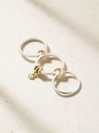 Spinelli Kilcollin Piera Set Of Three 18-karat Gold, Sterling Silver And Diamond Rings | Thumbnail 3 Spinelli Kilcollin Piera Set Of Three 18-karat Gold, Sterling Silver And Diamond Rings | Thumbnail 3