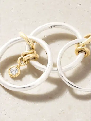 Spinelli Kilcollin Piera Set Of Three 18-karat Gold, Sterling Silver And Diamond Rings | Thumbnail 4 Spinelli Kilcollin Piera Set Of Three 18-karat Gold, Sterling Silver And Diamond Rings | Thumbnail 4