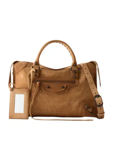 Balenciaga Le City Medium Suede Shoulder Bag | Thumbnail 1 Balenciaga Le City Medium Suede Shoulder Bag | Thumbnail 1