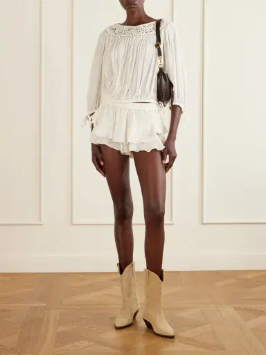 Isabel Marant Nelida Lace-trimmed Silk-gauze Blouse | Thumbnail 2 Isabel Marant Nelida Lace-trimmed Silk-gauze Blouse | Thumbnail 2
