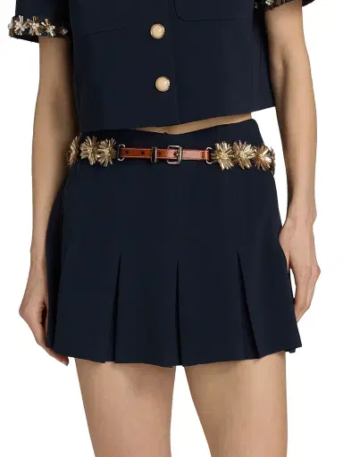 Cinq à Sept Women's Aanya Sunflare Pleated Belted Skort - Navy Champagne - Size 12 | Thumbnail 3 Cinq à Sept Women's Aanya Sunflare Pleated Belted Skort - Navy Champagne - Size 12 | Thumbnail 3