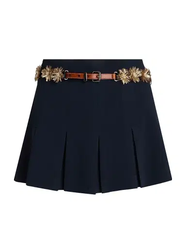 Cinq à Sept Women's Aanya Sunflare Pleated Belted Skort - Navy Champagne - Size 12 | Thumbnail 1 Cinq à Sept Women's Aanya Sunflare Pleated Belted Skort - Navy Champagne - Size 12 | Thumbnail 1