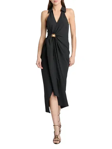 Cinq à Sept Women's Bangle Enez Midi-Dress - Black | Thumbnail 2 Cinq à Sept Women's Bangle Enez Midi-Dress - Black | Thumbnail 2