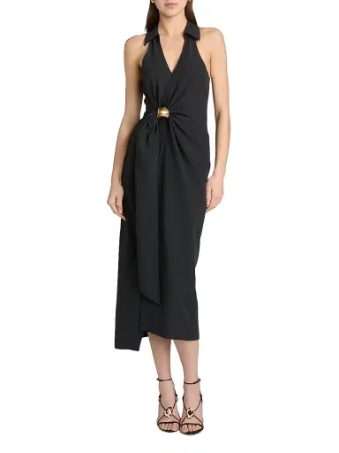 Cinq à Sept Women's Bangle Enez Midi-Dress - Black | Thumbnail 3 Cinq à Sept Women's Bangle Enez Midi-Dress - Black | Thumbnail 3