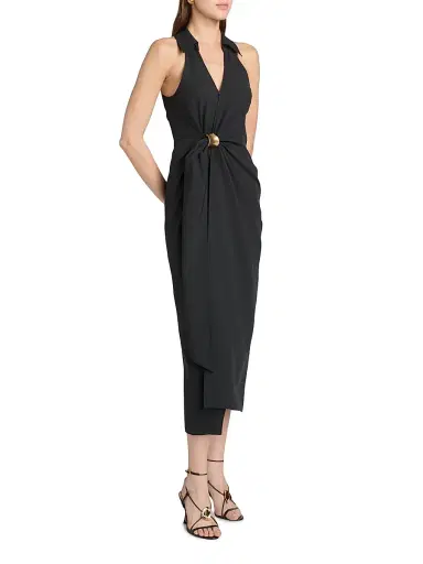 Cinq à Sept Women's Bangle Enez Midi-Dress - Black | Thumbnail 4 Cinq à Sept Women's Bangle Enez Midi-Dress - Black | Thumbnail 4