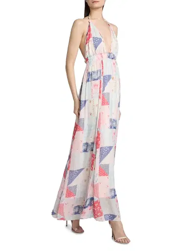 LoveShackFancy Women's Fancy Patchwork-Print Halter Maxi Dress - Blueberry Sundae | Thumbnail 2 LoveShackFancy Women's Fancy Patchwork-Print Halter Maxi Dress - Blueberry Sundae | Thumbnail 2