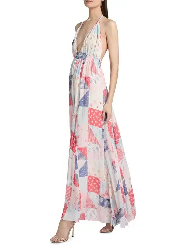 LoveShackFancy Women's Fancy Patchwork-Print Halter Maxi Dress - Blueberry Sundae | Thumbnail 4 LoveShackFancy Women's Fancy Patchwork-Print Halter Maxi Dress - Blueberry Sundae | Thumbnail 4