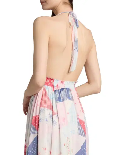 LoveShackFancy Women's Fancy Patchwork-Print Halter Maxi Dress - Blueberry Sundae | Thumbnail 6 LoveShackFancy Women's Fancy Patchwork-Print Halter Maxi Dress - Blueberry Sundae | Thumbnail 6
