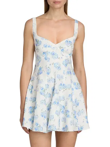 LoveShackFancy Women's Nabi Floral Linen A-Line Minidress - Blue Marina - Size 14 | Thumbnail 3 LoveShackFancy Women's Nabi Floral Linen A-Line Minidress - Blue Marina - Size 14 | Thumbnail 3
