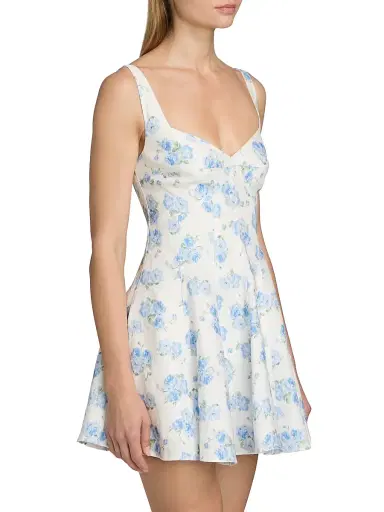 LoveShackFancy Women's Nabi Floral Linen A-Line Minidress - Blue Marina - Size 14 | Thumbnail 4 LoveShackFancy Women's Nabi Floral Linen A-Line Minidress - Blue Marina - Size 14 | Thumbnail 4