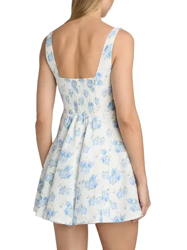 LoveShackFancy Women's Nabi Floral Linen A-Line Minidress - Blue Marina - Size 14 | Thumbnail 5 LoveShackFancy Women's Nabi Floral Linen A-Line Minidress - Blue Marina - Size 14 | Thumbnail 5