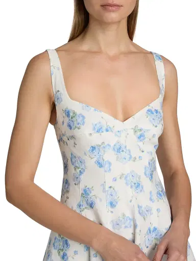 LoveShackFancy Women's Nabi Floral Linen A-Line Minidress - Blue Marina - Size 14 | Thumbnail 6 LoveShackFancy Women's Nabi Floral Linen A-Line Minidress - Blue Marina - Size 14 | Thumbnail 6