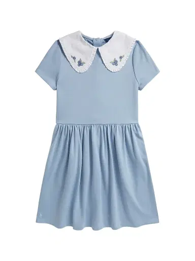 Polo Ralph Lauren Little Girl's & Girl's Blueberry-Embroidered Stretch Ponte Dress - Estate Blue | Thumbnail 1 Polo Ralph Lauren Little Girl's & Girl's Blueberry-Embroidered Stretch Ponte Dress - Estate Blue | Thumbnail 1