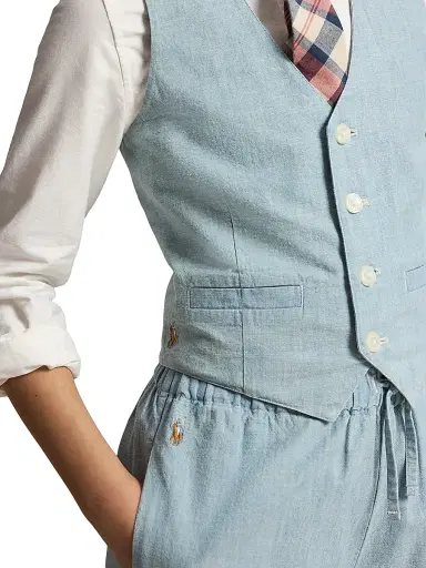 Polo Ralph Lauren Little Girl's & Girl's Cotton Chambray Vest - New Medium Wash | Thumbnail 5 Polo Ralph Lauren Little Girl's & Girl's Cotton Chambray Vest - New Medium Wash | Thumbnail 5