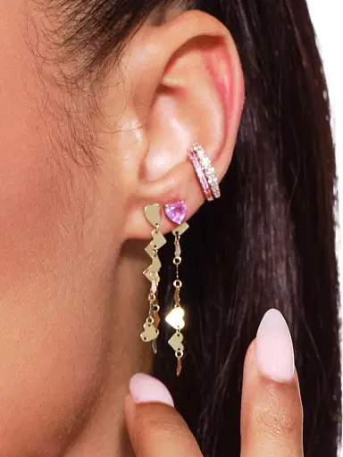 Lana Women's 14K Yellow Gold & Pink Sapphire Heart Stud Earrings - Yellow Gold | Thumbnail 2 Lana Women's 14K Yellow Gold & Pink Sapphire Heart Stud Earrings - Yellow Gold | Thumbnail 2