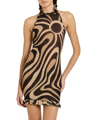 Pucci Women's L'Alba Printed Mesh Minidress - Beige Nero | Thumbnail 3 Pucci Women's L'Alba Printed Mesh Minidress - Beige Nero | Thumbnail 3