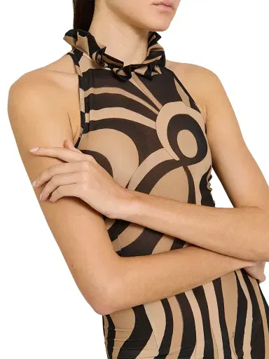 Pucci Women's L'Alba Printed Mesh Minidress - Beige Nero | Thumbnail 6 Pucci Women's L'Alba Printed Mesh Minidress - Beige Nero | Thumbnail 6