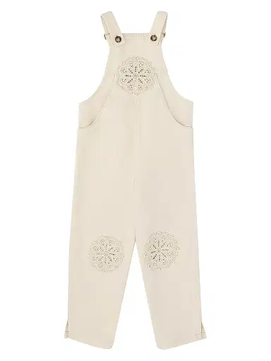 Zimmermann Little Girl's & Girl's Aster Eyelet Cotton Overalls - Ecru | Thumbnail 1 Zimmermann Little Girl's & Girl's Aster Eyelet Cotton Overalls - Ecru | Thumbnail 1