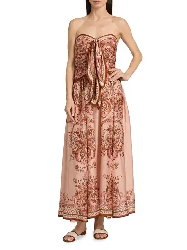Zimmermann Women's Aster Scarf Paisley Silk Midi-Dress - Pink Paisley Floral | Thumbnail 2 Zimmermann Women's Aster Scarf Paisley Silk Midi-Dress - Pink Paisley Floral | Thumbnail 2