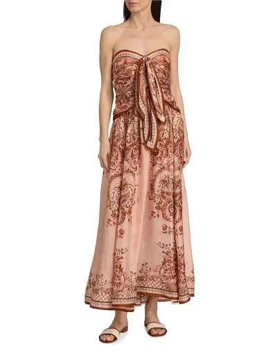Zimmermann Women's Aster Scarf Paisley Silk Midi-Dress - Pink Paisley Floral | Thumbnail 3 Zimmermann Women's Aster Scarf Paisley Silk Midi-Dress - Pink Paisley Floral | Thumbnail 3