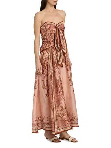 Zimmermann Women's Aster Scarf Paisley Silk Midi-Dress - Pink Paisley Floral | Thumbnail 4 Zimmermann Women's Aster Scarf Paisley Silk Midi-Dress - Pink Paisley Floral | Thumbnail 4