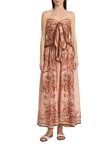 Zimmermann Women's Aster Scarf Paisley Silk Midi-Dress - Pink Paisley Floral | Thumbnail 6 Zimmermann Women's Aster Scarf Paisley Silk Midi-Dress - Pink Paisley Floral | Thumbnail 6