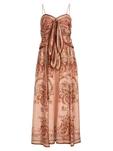 Zimmermann Women's Aster Scarf Paisley Silk Midi-Dress - Pink Paisley Floral | Thumbnail 1 Zimmermann Women's Aster Scarf Paisley Silk Midi-Dress - Pink Paisley Floral | Thumbnail 1