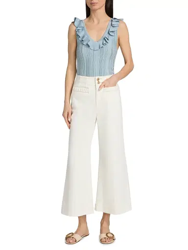 Zimmermann Women's Roselight Braided Pocket Crop Flare Jeans | Thumbnail 2 Zimmermann Women's Roselight Braided Pocket Crop Flare Jeans | Thumbnail 2