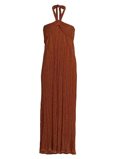 Zimmermann Women's Indra Metallic Halter Maxi Dress - Metallic Tan | Thumbnail 1 Zimmermann Women's Indra Metallic Halter Maxi Dress - Metallic Tan | Thumbnail 1
