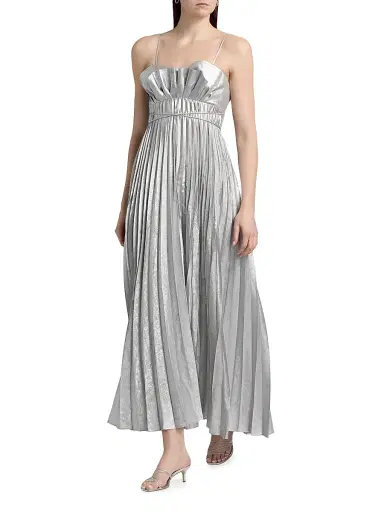 ACLER Women's Kelsale Pleated Metallic Maxi Dress - Silver Metallic | Thumbnail 3 ACLER Women's Kelsale Pleated Metallic Maxi Dress - Silver Metallic | Thumbnail 3