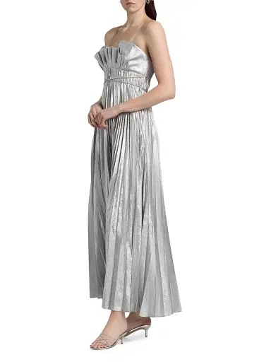 ACLER Women's Kelsale Pleated Metallic Maxi Dress - Silver Metallic | Thumbnail 4 ACLER Women's Kelsale Pleated Metallic Maxi Dress - Silver Metallic | Thumbnail 4