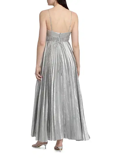 ACLER Women's Kelsale Pleated Metallic Maxi Dress - Silver Metallic | Thumbnail 5 ACLER Women's Kelsale Pleated Metallic Maxi Dress - Silver Metallic | Thumbnail 5