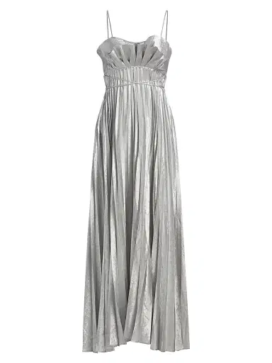 ACLER Women's Kelsale Pleated Metallic Maxi Dress - Silver Metallic | Thumbnail 1 ACLER Women's Kelsale Pleated Metallic Maxi Dress - Silver Metallic | Thumbnail 1