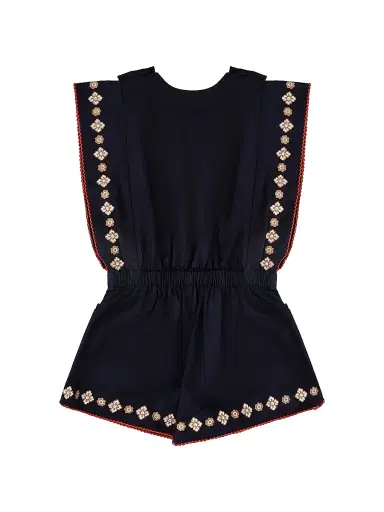 Zimmermann Little Girl's & Girl's Aster Embroidered Playsuit - Dark Navy | Thumbnail 2 Zimmermann Little Girl's & Girl's Aster Embroidered Playsuit - Dark Navy | Thumbnail 2