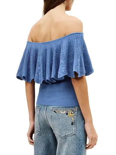 ba & sh Women's Salda Ruffled Jacquard Knit Top - Orage | Thumbnail 4 ba & sh Women's Salda Ruffled Jacquard Knit Top - Orage | Thumbnail 4
