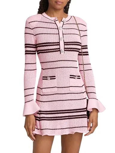 Self-Portrait Women's Striped Minidress - Pink | Thumbnail 3 Self-Portrait Women's Striped Minidress - Pink | Thumbnail 3