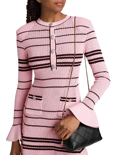 Self-Portrait Women's Striped Minidress - Pink | Thumbnail 6 Self-Portrait Women's Striped Minidress - Pink | Thumbnail 6