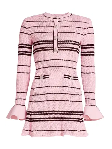 Self-Portrait Women's Striped Minidress - Pink | Thumbnail 1 Self-Portrait Women's Striped Minidress - Pink | Thumbnail 1