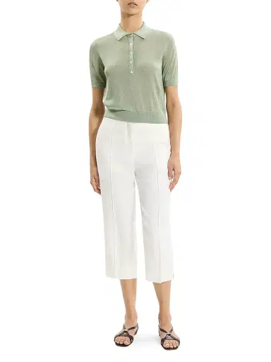 Theory Women's Sheer Knit Polo Shirt - Delicate Green - Size Large | Thumbnail 2 Theory Women's Sheer Knit Polo Shirt - Delicate Green - Size Large | Thumbnail 2