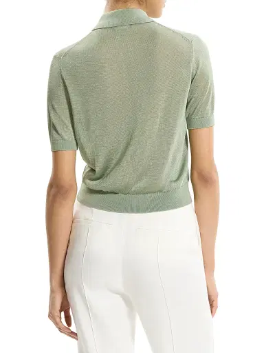 Theory Women's Sheer Knit Polo Shirt - Delicate Green - Size Large | Thumbnail 5 Theory Women's Sheer Knit Polo Shirt - Delicate Green - Size Large | Thumbnail 5